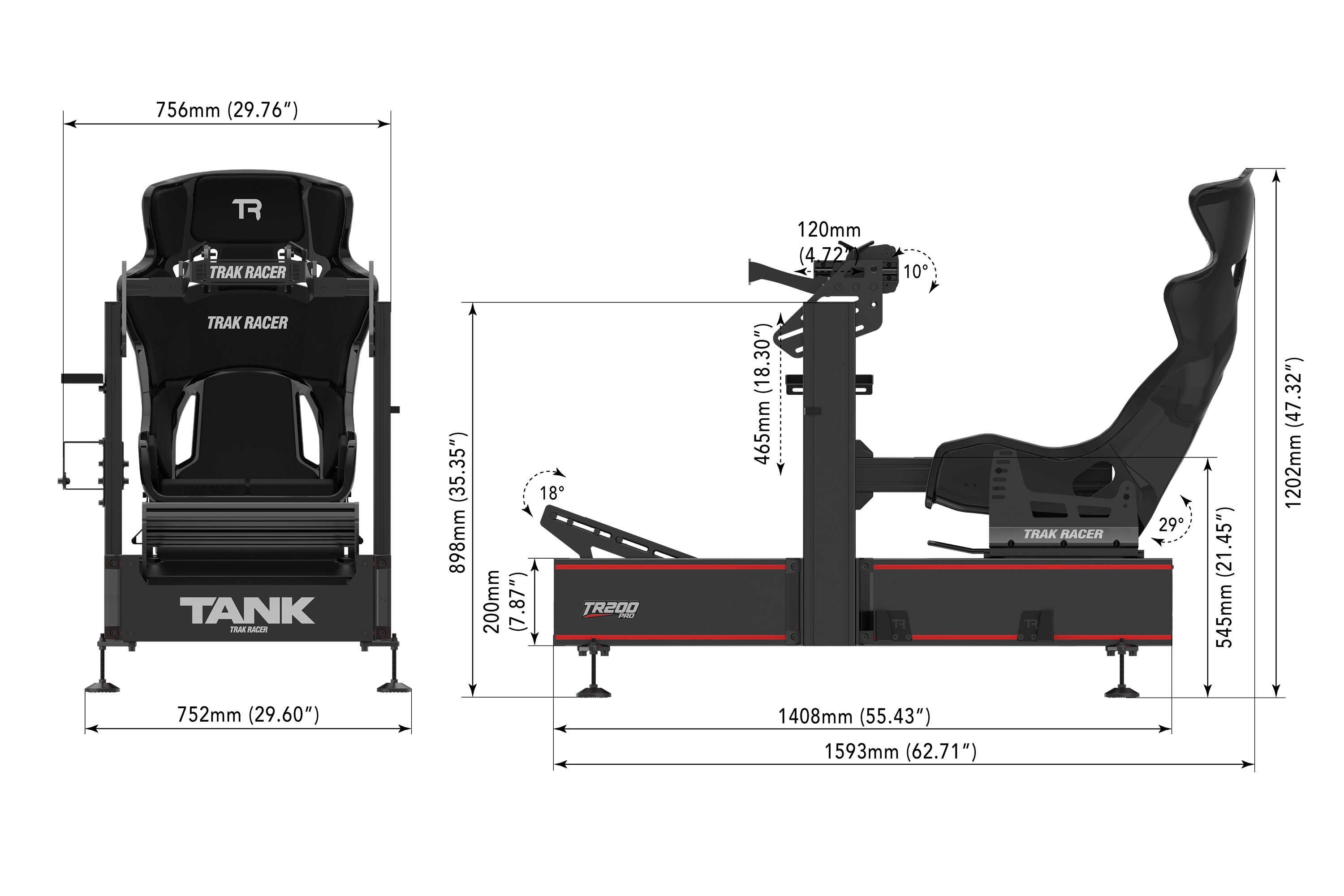 trak-racer-tr200-pro-tank-cockpit-sim-racing-estruso-200mm image 6