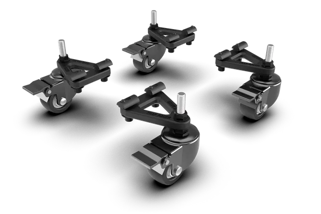 trak-racer-ruote-pivotanti-commerciali-con-freno-per-cockpit-in-alluminio-set-4- image 1