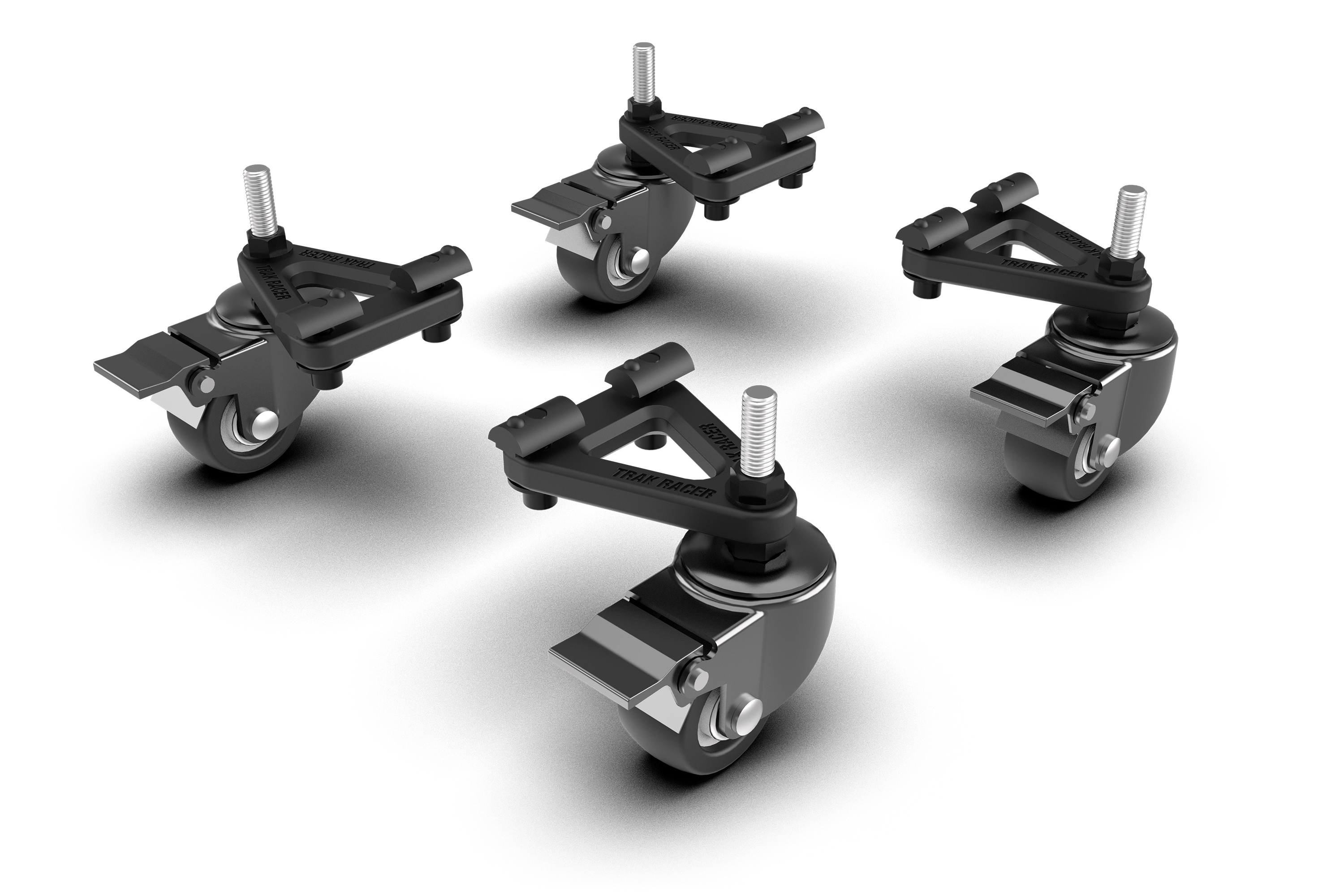trak-racer-ruote-pivotanti-commerciali-con-freno-per-cockpit-in-alluminio-set-4- image 1