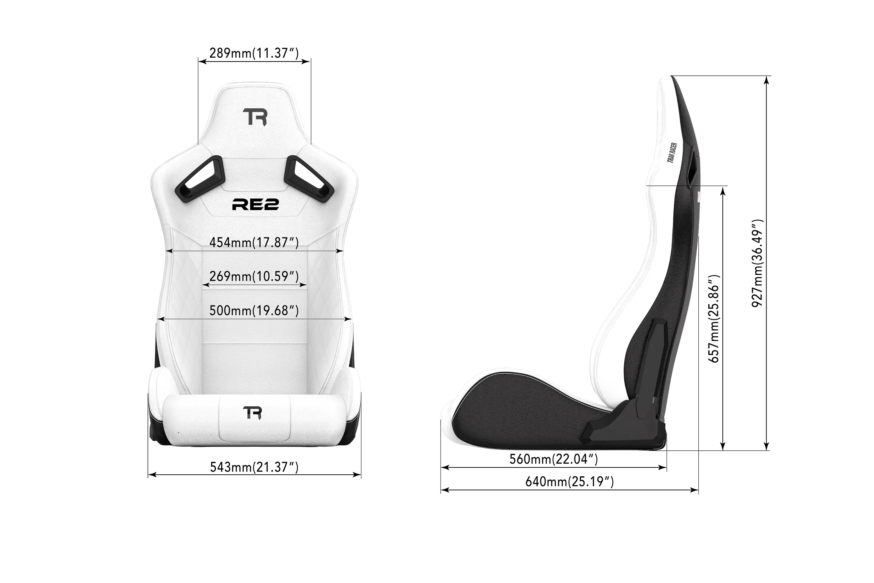 trak-racer-re2-sedile-sim-racing-reclinabile-dual-lock-bianco-diamond image 6